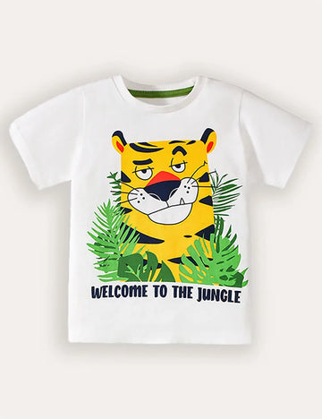 Tiger Jungle Printed Short Sleeve T-shirt and Shorts Set